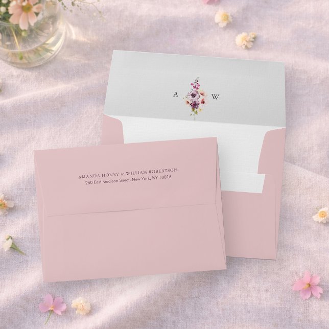 Blush Wedding Envelope with Floral Liner  (Creator Uploaded)