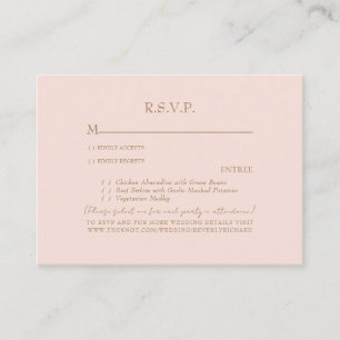 Blush Wedding Gold Text RSVP Enclosure Card