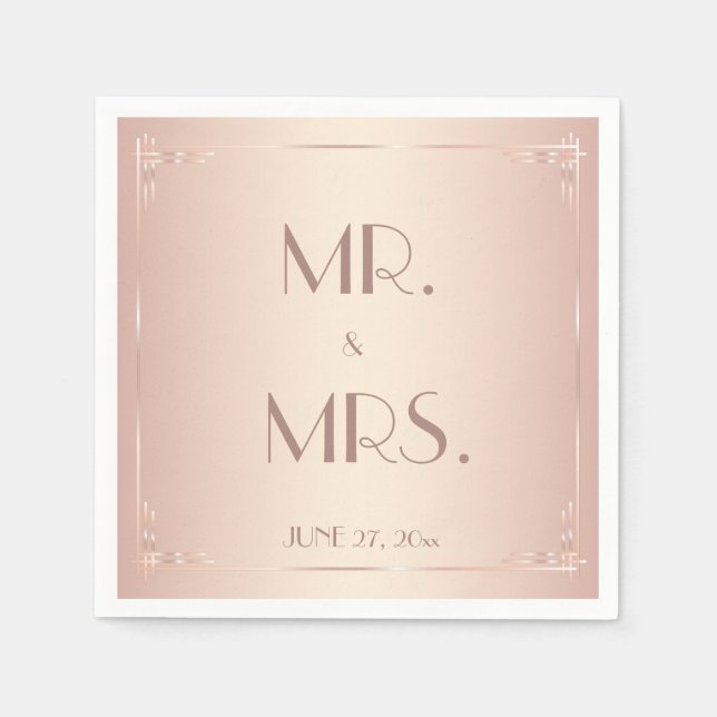 Blush Wedding Napkins Custom Vintage (Front)