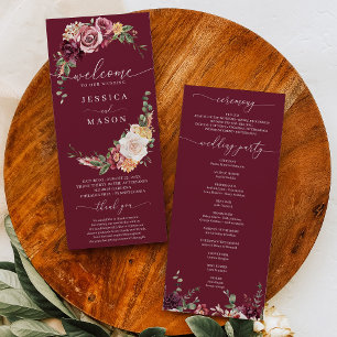 Blush Wedding Program Rustic Country Boho Programme