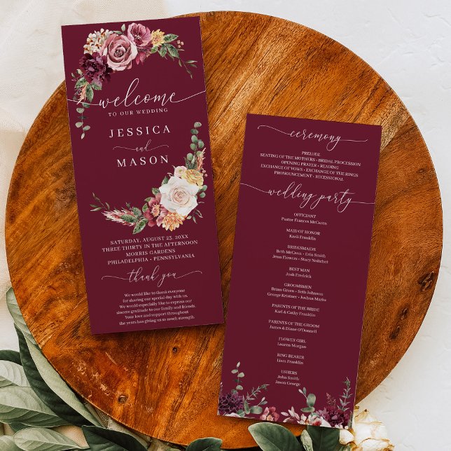 Blush Wedding Program Rustic Country Boho Programme (Creator Uploaded)