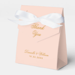 Blush Wedding Simple Pink Golden Script Thank You  Favour Box