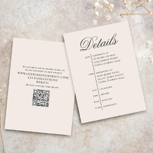Blush Wedding Timeline Details Simple RSVP Enclosure Card