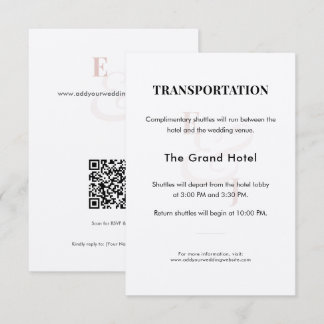 Blush Wedding Transportation Details Card | QR