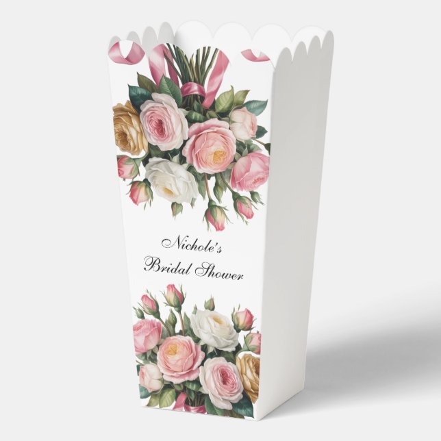 Blush White and Gold Floral Bridal Shower Favour Box (Back)