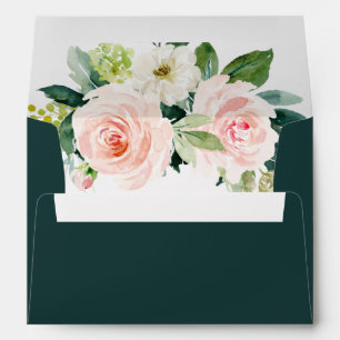 Blush White Bloom Pre-Printed Address 5x7 Envelope