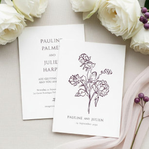 Blush White & Burgundy Elegant Floral Wedding Invitation