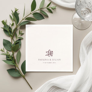 Blush White & Burgundy Elegant Floral Wedding Napkin