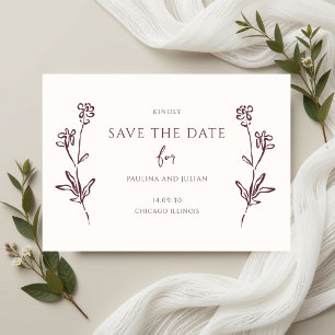 Blush White & Burgundy Elegant Floral Wedding Save The Date