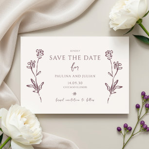 Blush White & Burgundy Elegant Floral Wedding Save The Date