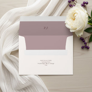 Blush White & Burgundy Minimalist Floral Wedding Envelope