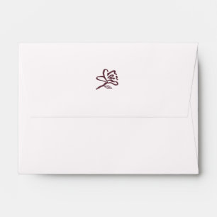 Blush White & Burgundy Simple Floral Wedding Envelope