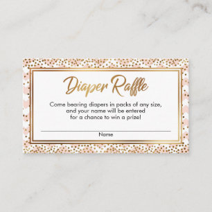 Blush & White Chevron Confetti Diaper Raffle Cards