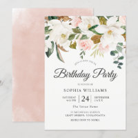 Blush & White Flowers All Years Birthday Party