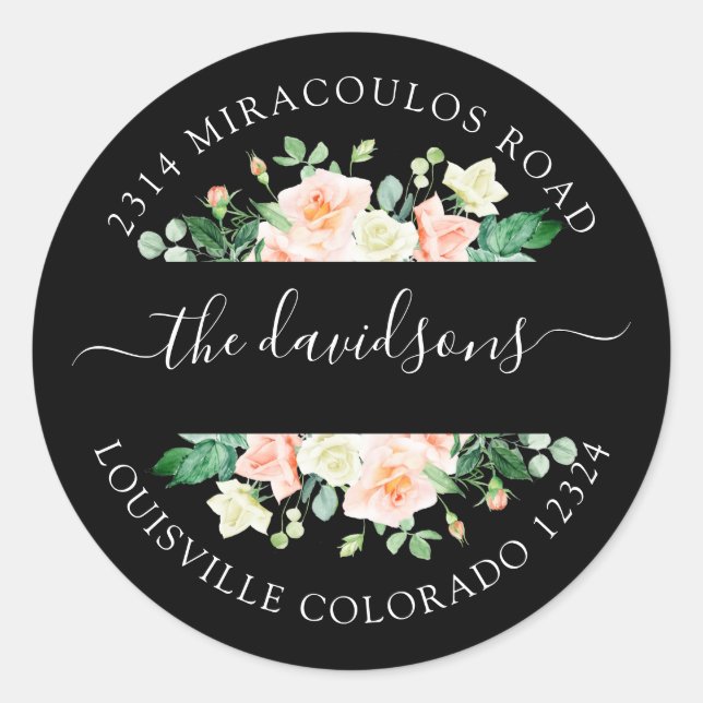 Blush White Flowers Return Address Envelope Seal (Front)