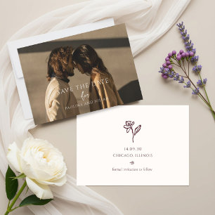 Blush White Full Bleed Elegant Floral Wedding Save The Date