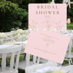 Blush White & Gold Flower Bridal Shower Invitation