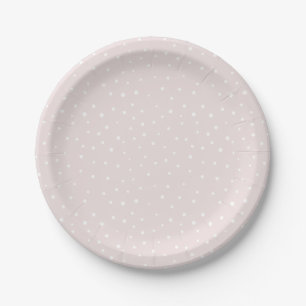 Blush & White Mod Polka Dots Pattern Paper Plate