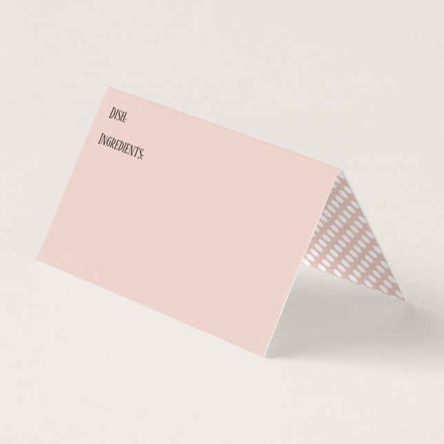 Blush & White Polka Dots Potluck Dish Recipe Cards (Front)