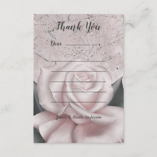 Blush White Rose Glam Modern Marble Shabby Chic Thank You Card
