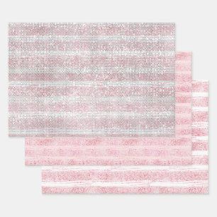Blush White Sparkle Birthday Wrapping Paper Sheet