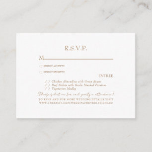 Blush & White Wedding Gold Text RSVP Enclosure Card