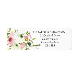 Blush & white Wedding return address