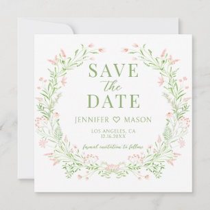 Blush Widflower Save the Date Photo Invitation
