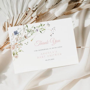 Blush Wildflower Baby Shower Thank You Card