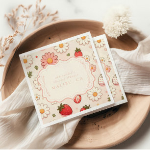 Blush Wildflower Berry Bridal Shower Napkin