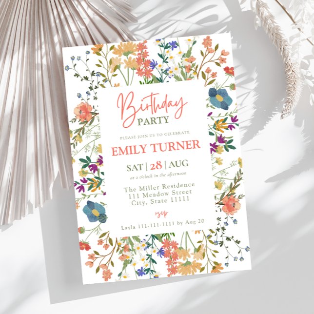 Blush Wildflower Birthday Invitation (Creator Uploaded)