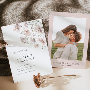Blush Wildflower Minimal Wedding Save the Date