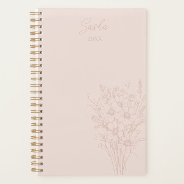 Blush Wildflower Personalised Name & Year  Planner (Front)