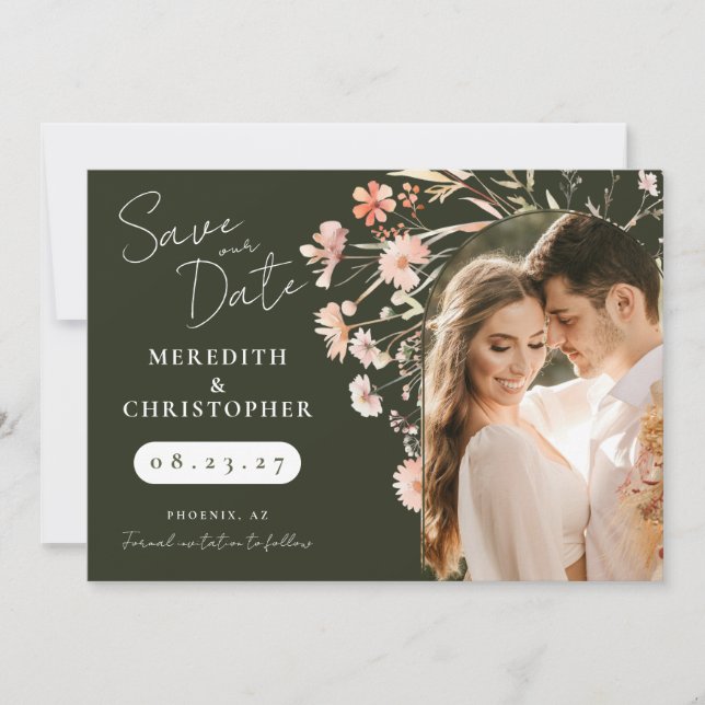 Blush Wildflower Photo Save the Date (Front)