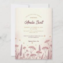 Blush Wildflower Rustic Baby Shower Invitation