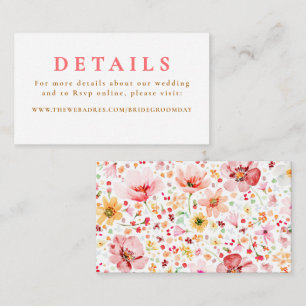 Blush Wildflower Wedding Details Enclosure Card