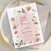 Blush Wildflower Young Wild Three 3rd Birthday 