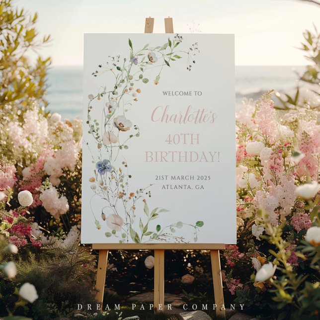Blush Wildflowers 40th Birthday Welcome Poster (Creator Uploaded)