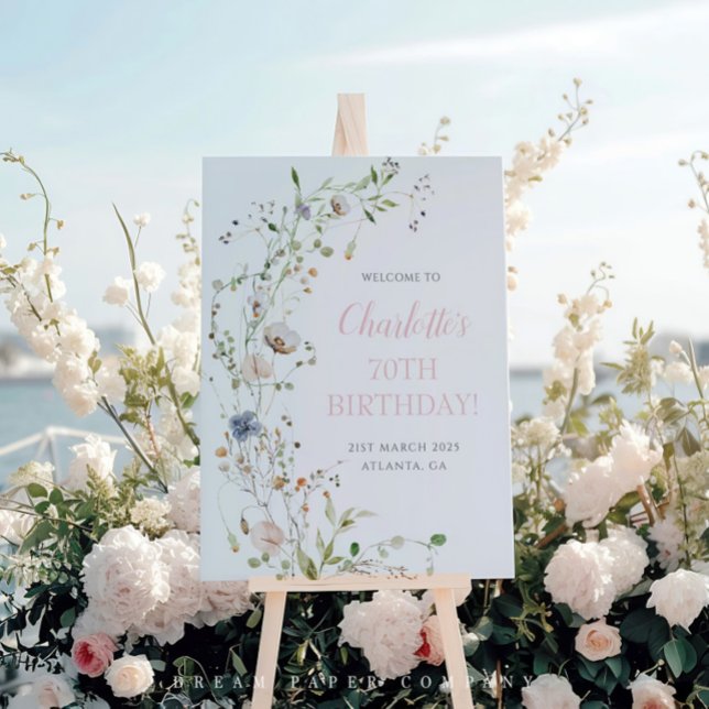 Blush Wildflowers 70th Birthday Welcome Poster (Creator Uploaded)