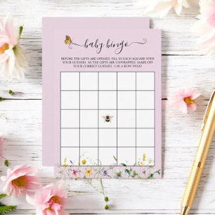 Blush Wildflowers, Bees, & Butterflies Bingo Game Enclosure Card