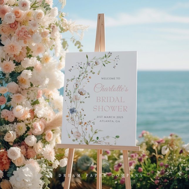 Blush Wildflowers Bridal Shower Welcome Poster (Creator Uploaded)