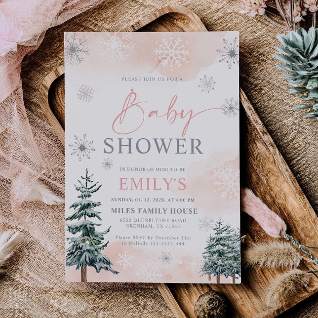 Blush Winter Baby Shower Invitation (Creator Uploaded)