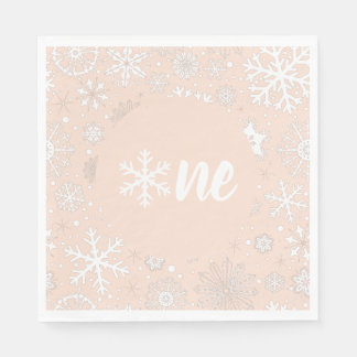 Blush Winter First Birthday Snowflake One Napkins
