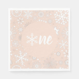 Blush Winter First Birthday Snowflake One Napkins