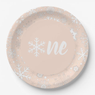 Blush Winter First Birthday Snowflake One Plates