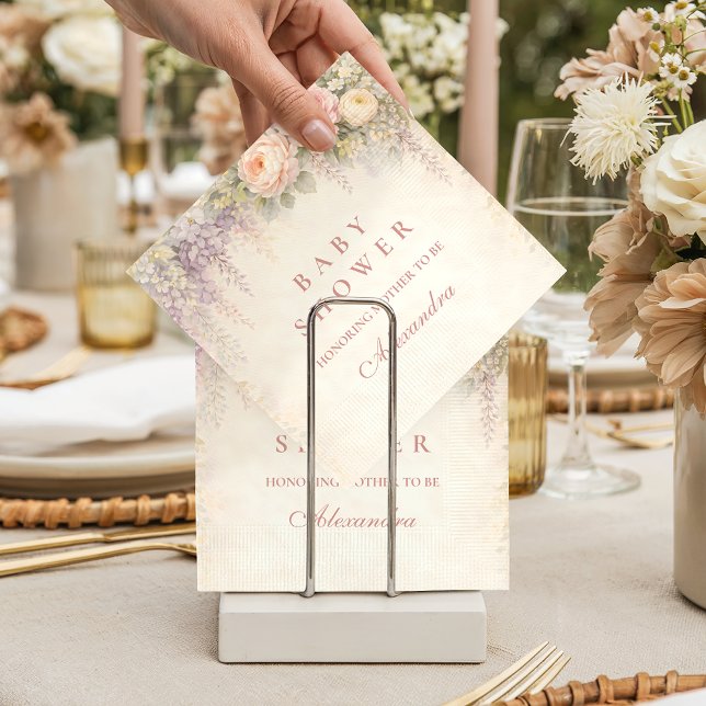 Blush Wisteria And Rose Garden Baby Shower Napkin (Creator Uploaded)