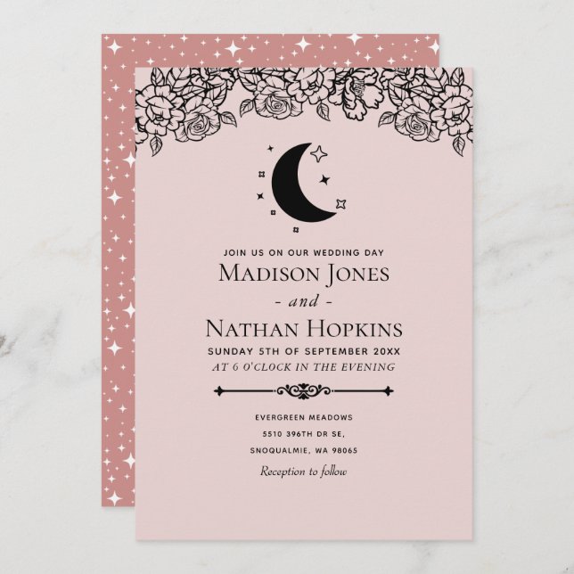 Blush Witchy Gothic Elegant Tarot Card Wedding (Front/Back)