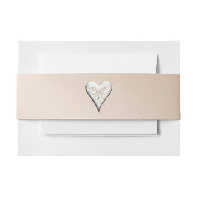 Blush with Heart Invitation Belly Band (Front Example)