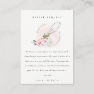 Blush Wood Whisk Floral Recipe Request Baby Shower Enclosure Card