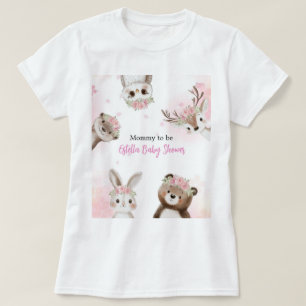 Blush woodland Baby Shower T-Shirt for Mum-to-Be